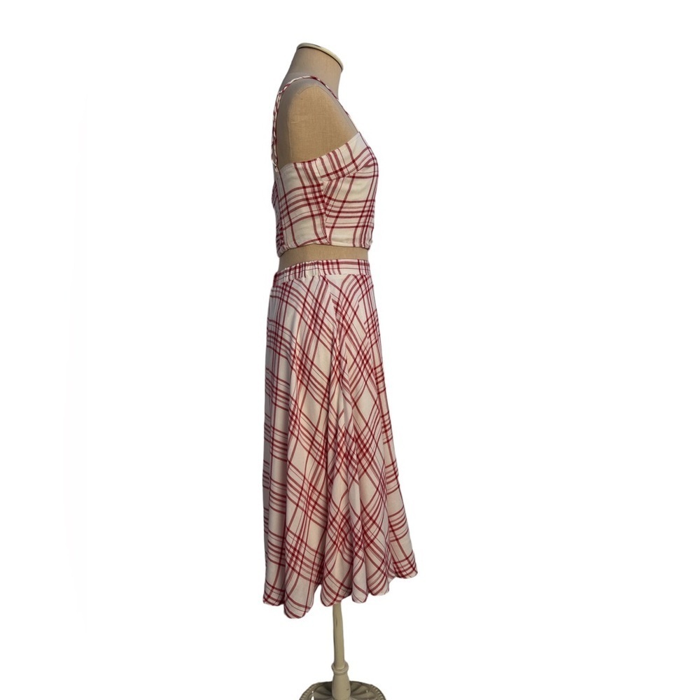 Lulu's Plaid Crop Top and Midi Skirt set Size Small - Picture 6 of 8